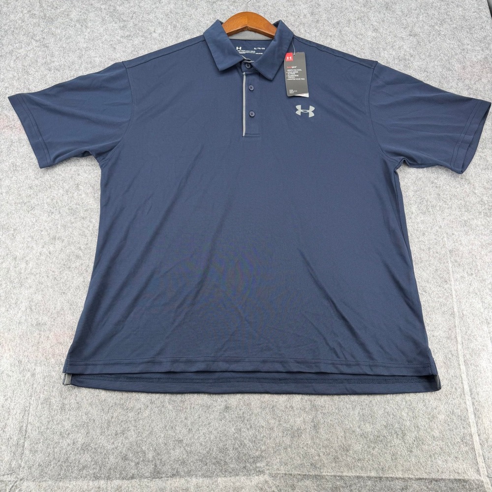 Under Armour HeatGear Mens XL Polo Shirt Navy Blue Loose Fit 1290140 NWT